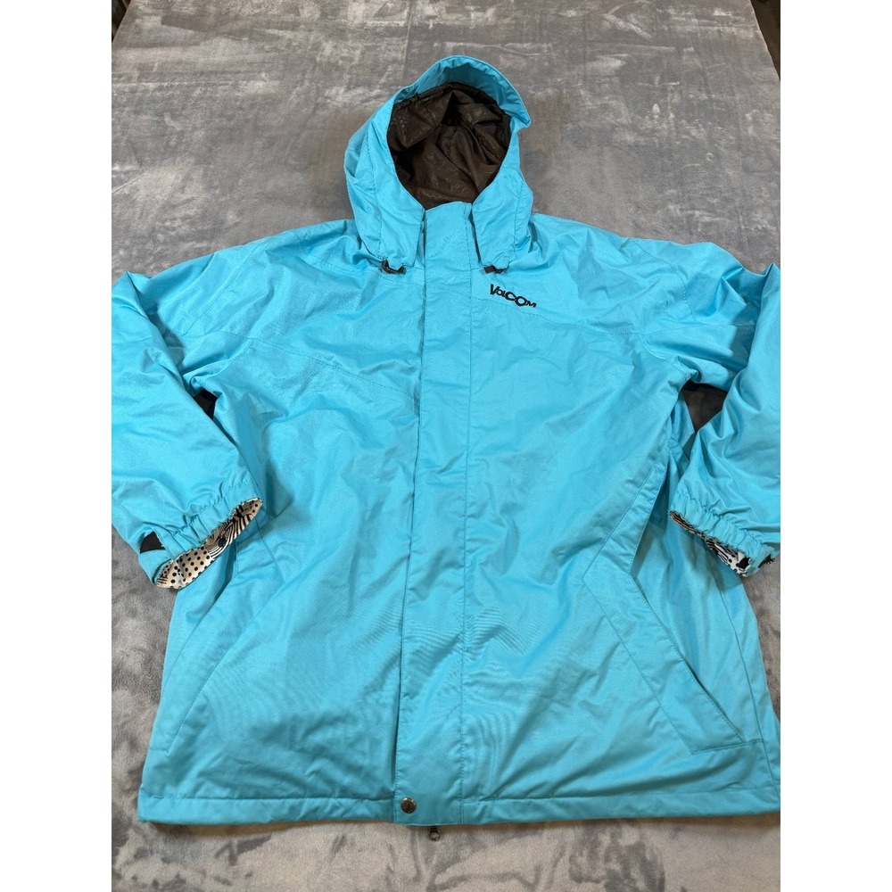 Volcom Men's Activewear Jacket Gathering Jacket Blue Full Zip Hooded Size L